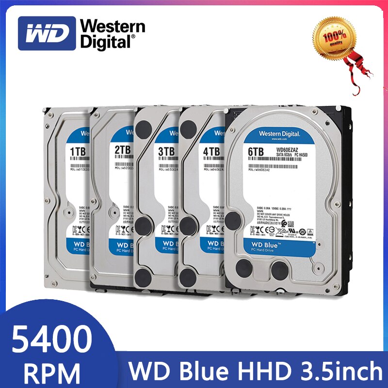 웨스턴 디지털 WD 블루 1 테라바이트 2 테라바이트 4 테라바이트 6 테라바이트 내부 하드 드라이브 디스크 3.5 5400RPM 256M 캐시 SATAIII 6 기가바이트/초 HDD 데스크탑 컴퓨터